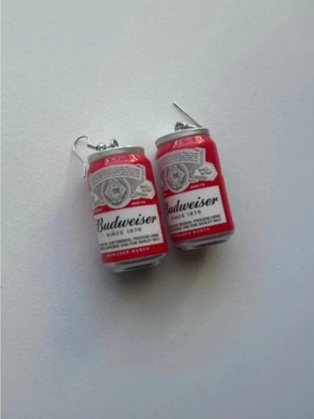 Budweiser Red and Silver Mini Can Dangle Earrings